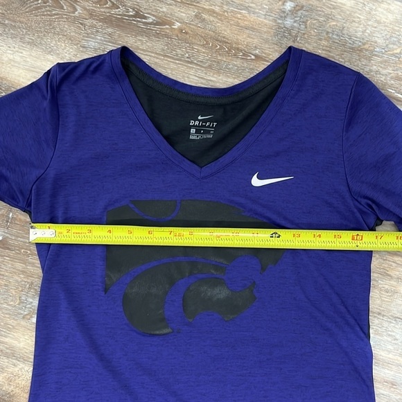 Nike Dri-Fit Women's Small K State Wildcats Purple Black V-Neck T Shirt Athletic - Picture 7 of 12